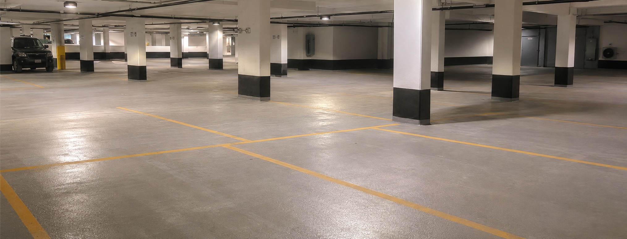Interior concrete floor finished for a commercial space